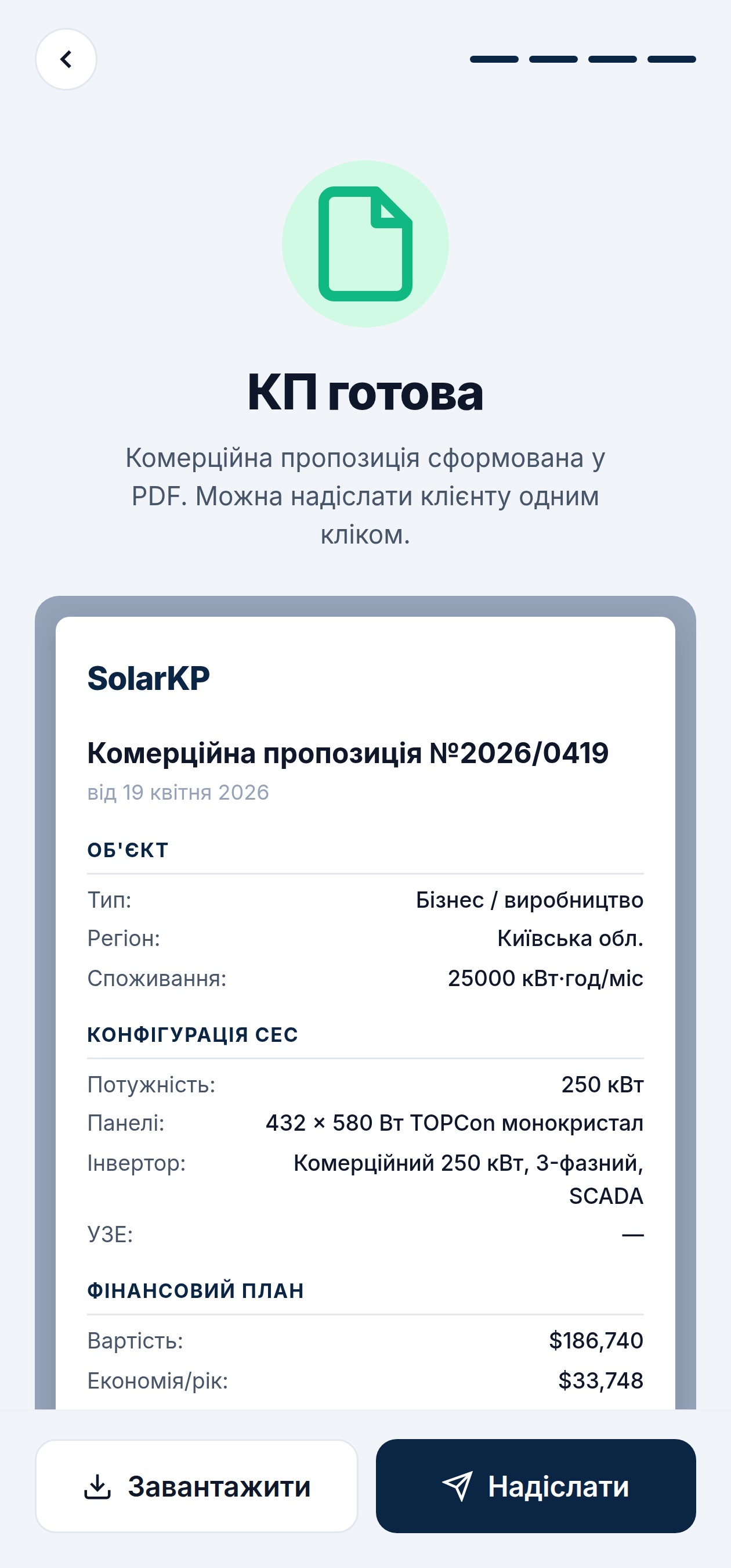 Готова КП для надсилання клієнту